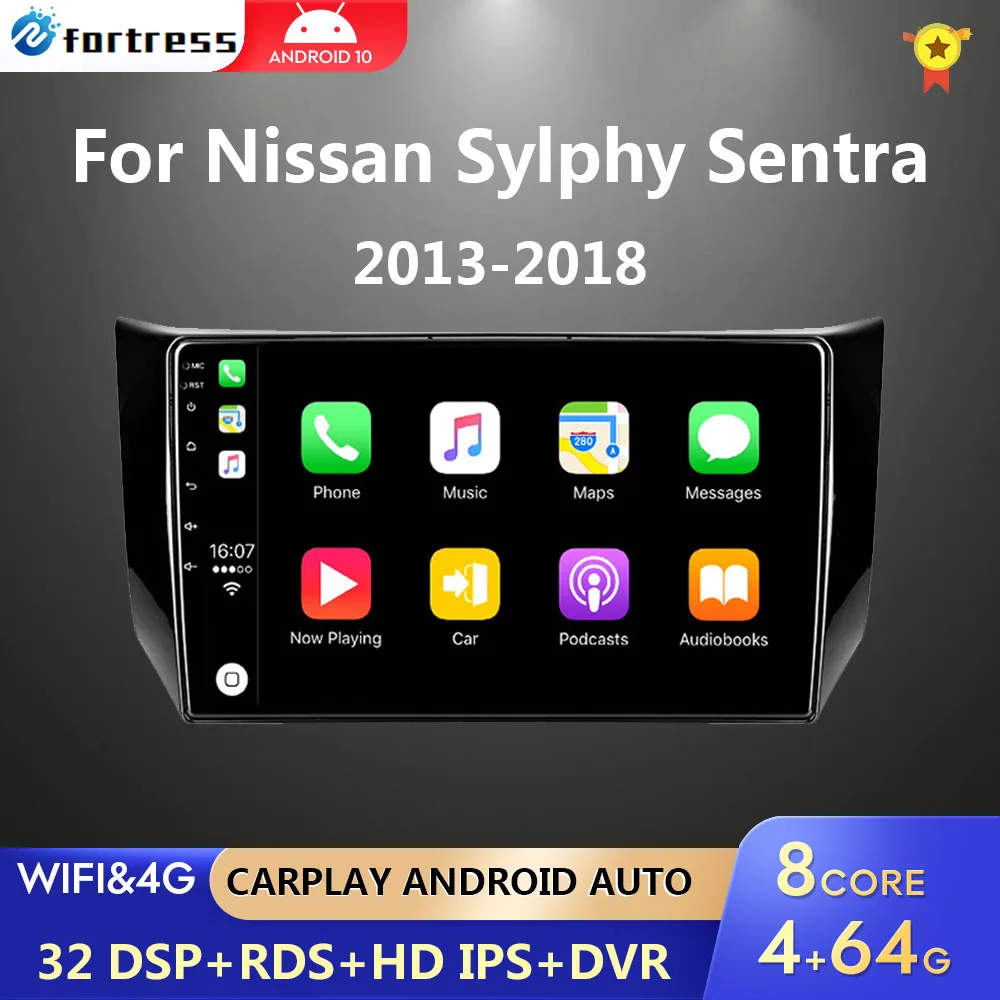 Car Radio 2 Din Android Multimedia Video Player for Nissan Sylphy B17 Sentra 12 2013-WiFi Carplay GPS Navigation Autoradio