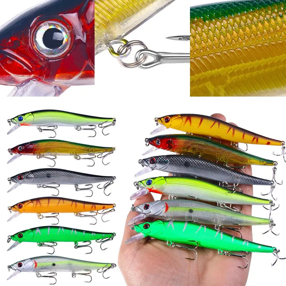 12Cm 13.6G Sospensione Minnow Fishing Lure Top Water System Strong Wobbler Weight Hooks Hard Minnow Swimbait Treble Lure Pes E6M9