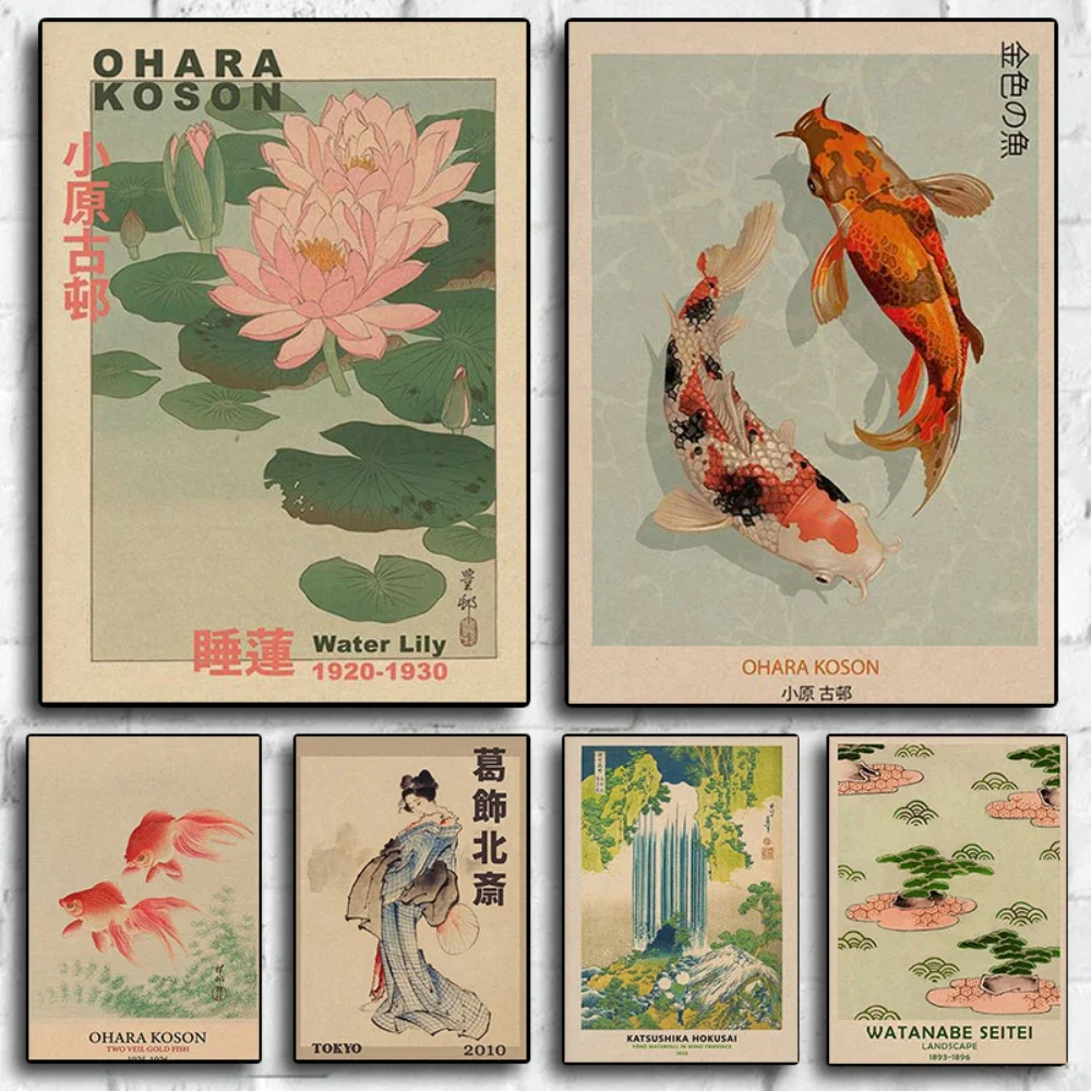 Vintage Art Poster Hokusai Ohara Koson Japanese Art Guest Room Home Bar Cafe Decoration Wall Poster Picture