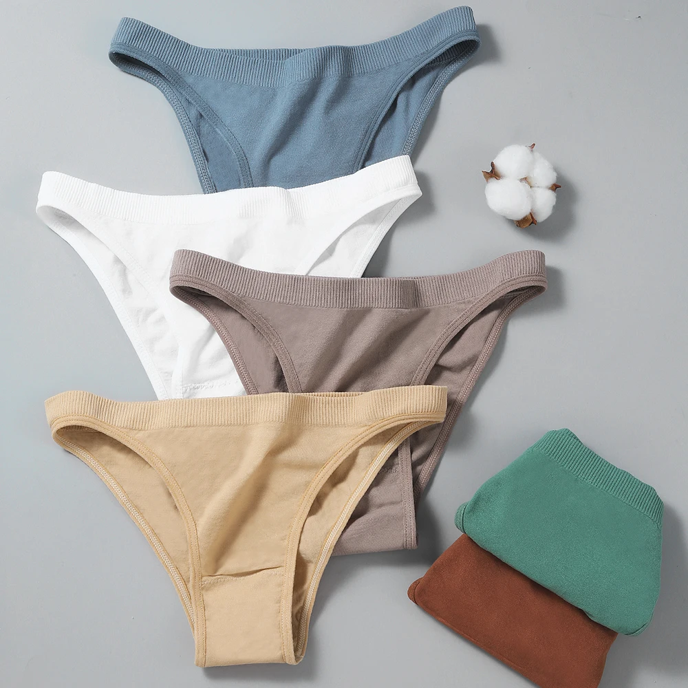 

KISS WIFE Seamless Women Cotton Panties Women's Comfort Elastic Lingerie BriefUnderwear Sexy Low Waist Solid Underpants M-XL