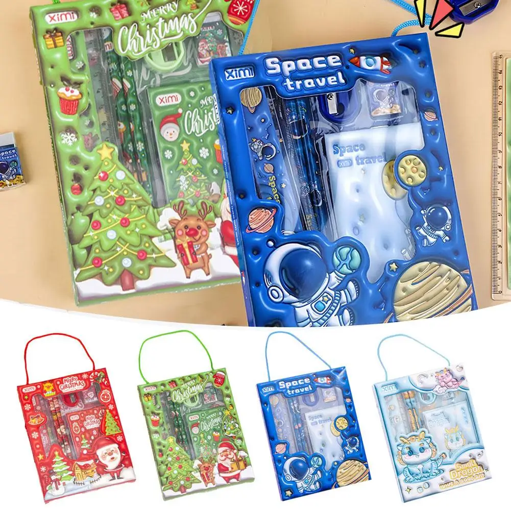 1 Set Cartoon Stationery Set Including Pencil Notebook Ruler Eraser Pencil Sharpener Student School Supplies Stationery Gifts - 4