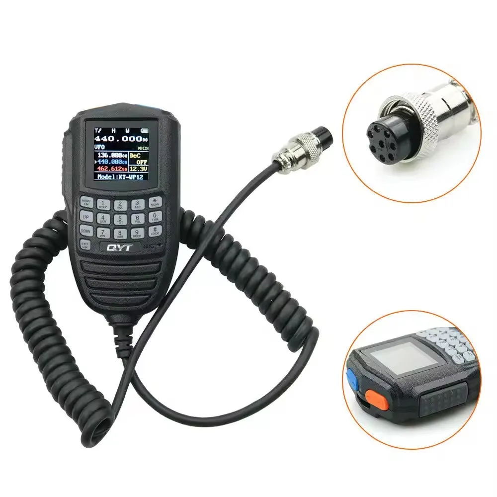 Walkie Talkie QTY KT-WP12 VHF 25W UHF20W Dual Band VOX Scrambler Hand Microphone Control ham Mobile Radio with Programming Cable 6