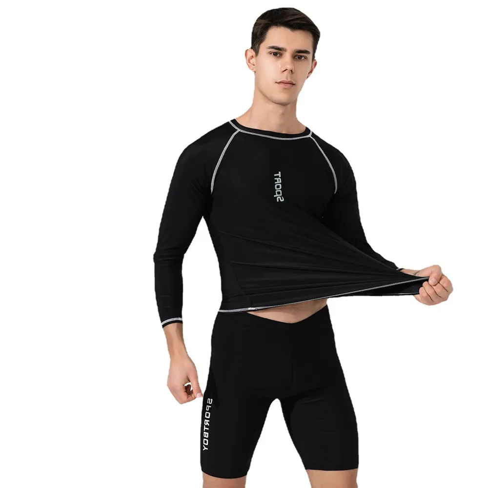 Rash Guard Bathing Suit Man Surf Men's Swimwear Long Sleeve Two Piece Swimsuit Swimming Shorts Sports Beach Monokini Boy