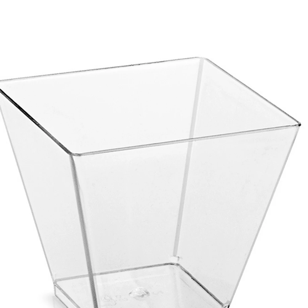 50 Pack 2oz Mini Square Dessert Cups with Spoons – Clear Disposable Plastic Parfait App... - SKU CCL60929 - UGI Packaging