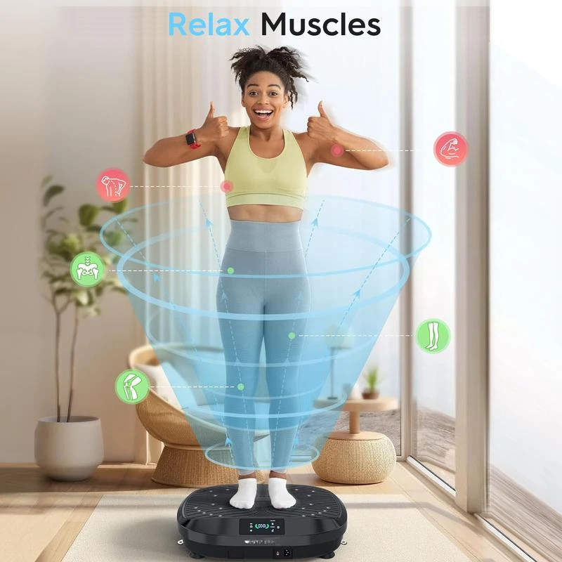 Vibration Plate Exercise Machine with 265LBS Loading Capacity Whole Body Workout Vibration Platform Resistance Bands for Fitness