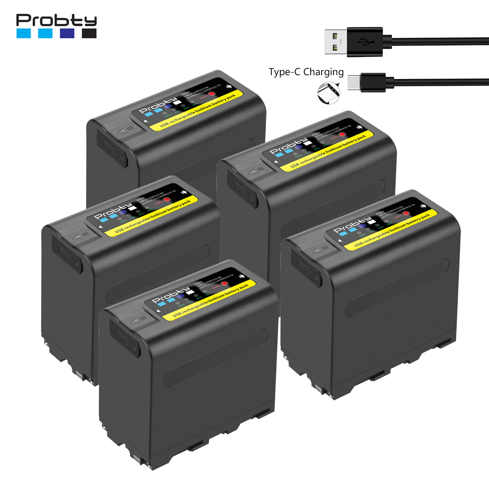 

10800mAh USB Output NP-F980 NP-F970 NP-F960 Battery UCB-C Port for Sony PLM-100 CCD-TRV35 MVC-FD91 MC1500C