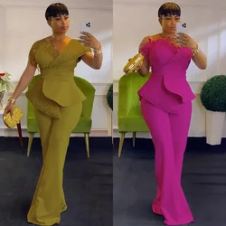 2024 African Clothes for Women Spring African Sleeveless High Waist Party Evening Long Jumpsuit Dashiki African Clothing Outfits