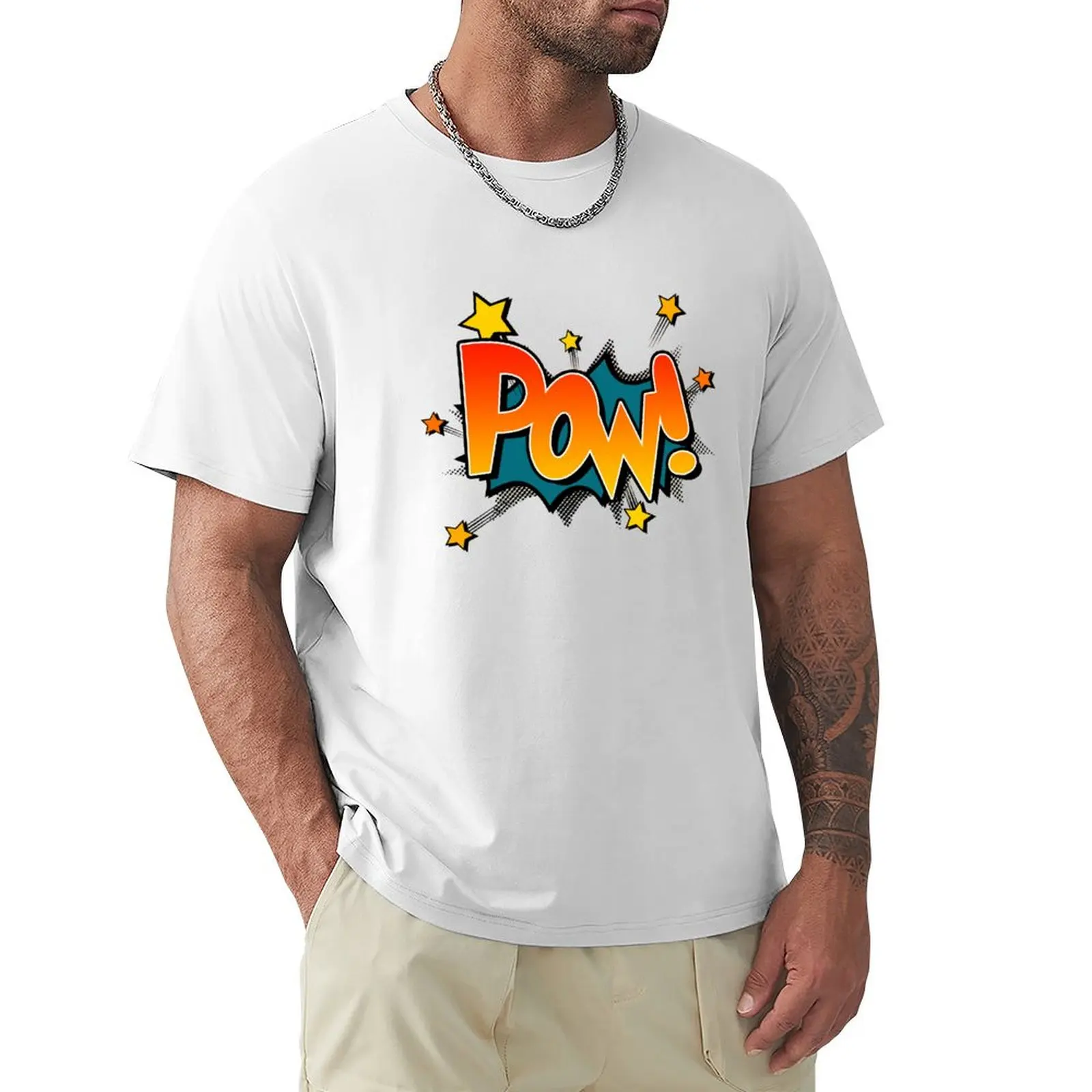 

POW! Cartoon T-shirt funnys for a boy blanks quick-drying t shirts for men cotton