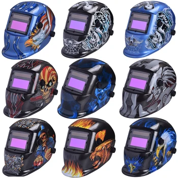 QDHWOEL Oscuramento automatico Gamma regolabile MIG MMA Maschera per saldatura elettrica Casco Lente per saldatura per saldatrice