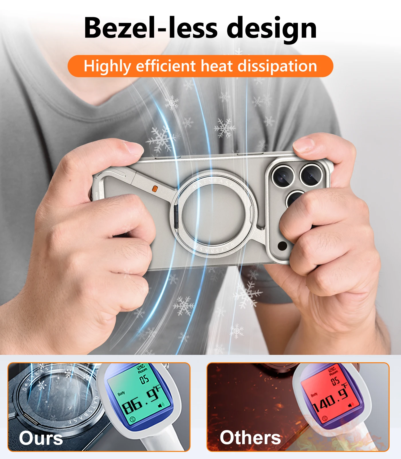 Eary Z Case for iPhone 17 Pro Max 17 Air Wireless Charging With Magsafe Ring Holder 360°Rotate Stand Shockproof Protective Cover