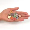 50/100 Round Assorted Floral Printed Wooden Decorative Buttons 2-Hole Floral Process Painted Wooden Cufflinks DIY Sewing Process 2