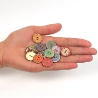 50/100 Round Assorted Floral Printed Wooden Decorative Buttons 2-Hole Floral Process Painted Wooden Cufflinks DIY Sewing Process 2