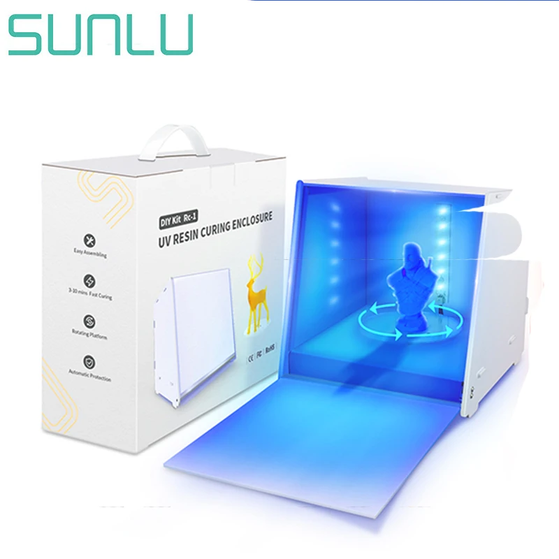 AW 3D UV Resin Curing Box Suitable for 405nm Resin Dryer Lamp with Electric Turntable for SLA DLP LCD 3D Printer New Arrival