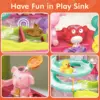 VATOS Kids Play Dishwasher Set Electric Faucet Manual Pump 2 in 1 Running Water Table Kitchen Toy Pool Fishing Game Ages 3+ Girl 6