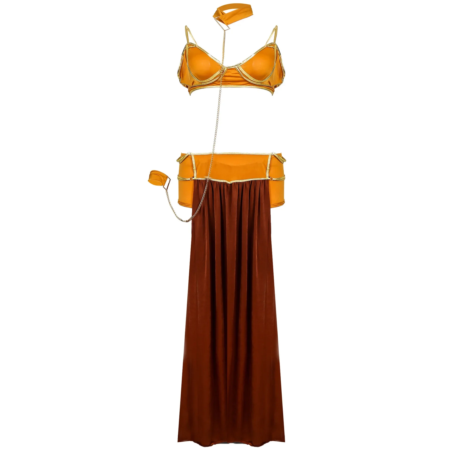 Cosplay Costumes Princess Leia Slave Bra+Skirt Black & Brown Women Sexy Party Anime Halloween Costume Egyptian Style - Image 2