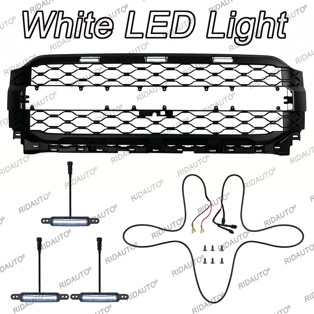 포드 F150 2021 2022 2023 업그레이드 랩터 개조 그릴 DIY 화이트 라이트 LED 램프 랩터 그릴 라이트 3PCS LED 라이트 DRL 라이트