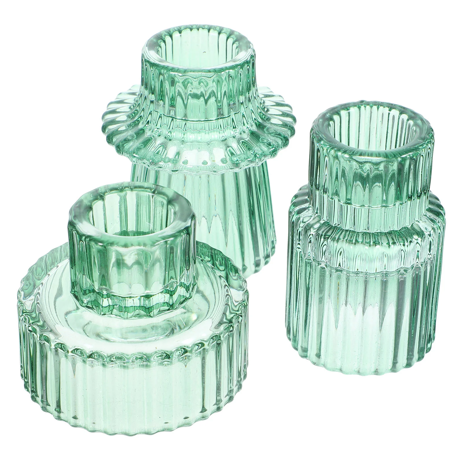 

3pcs Glass Holder Modern Candlestick Retro Taper Holders Wedding Centerpieces