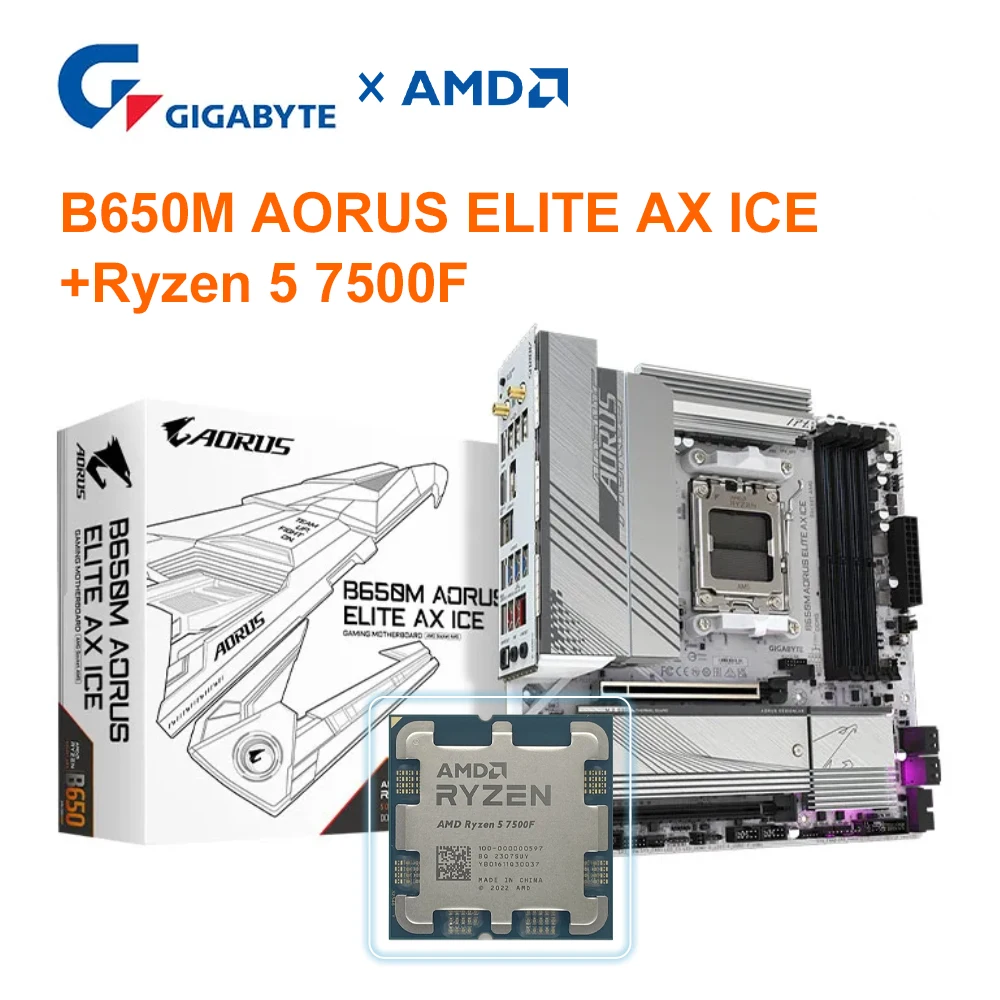 AMD RYZEN 7500F GIGABYTE B650M AORUS ELITE AX ICE Kit AMD B650