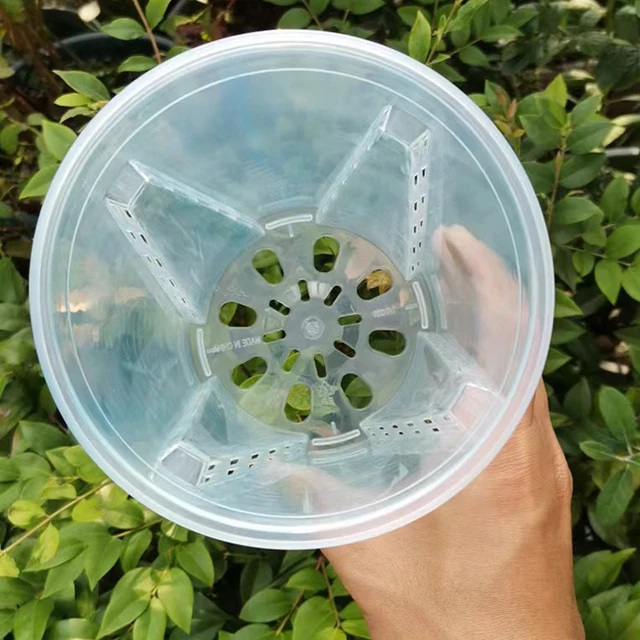 5 Db Gyökérvezérlés Átlátszó Virágcserepek Lélegző Műanyag Sürt Edények Óvodai Phalaenopsis Orchideák Ültetésére - Image 5