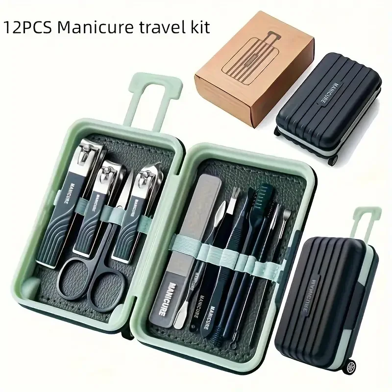 12PCS Nail Clippers Manicure Tool Set Professional Nail Clippers Pedicure Kit With Portable Travel Case Grooming Kit For Travel