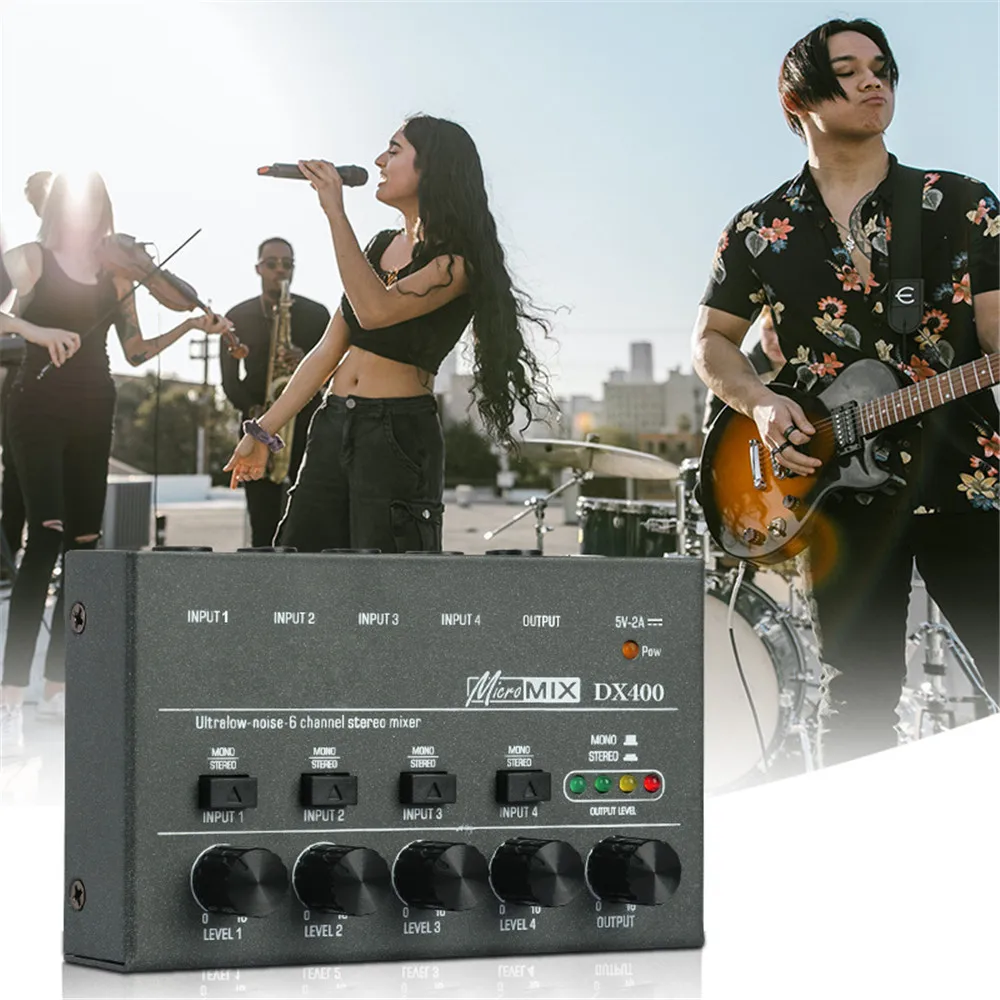Audio Mixer Upgraded DX400/600/800 Ultra Low Noise 4/6/8 Channel Line Mini Power Supply DC5V Easy Operation