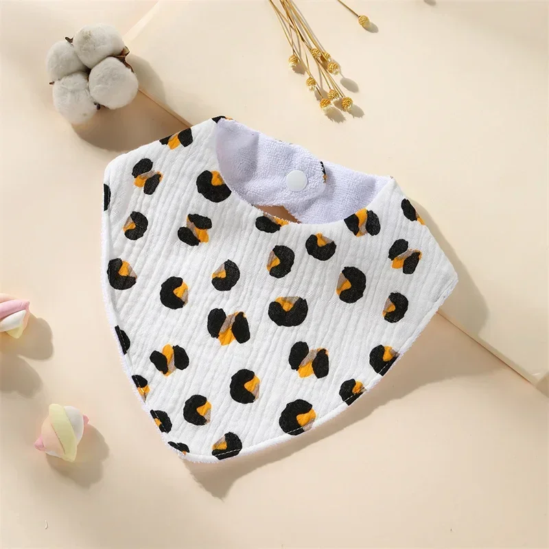 New Baby Cartoon Animal Triangle Bib Pure Cotton Waterproof Boy Girl Kid Printed Saliva Towel Newborn Infant Anti Spitting Cloth 4