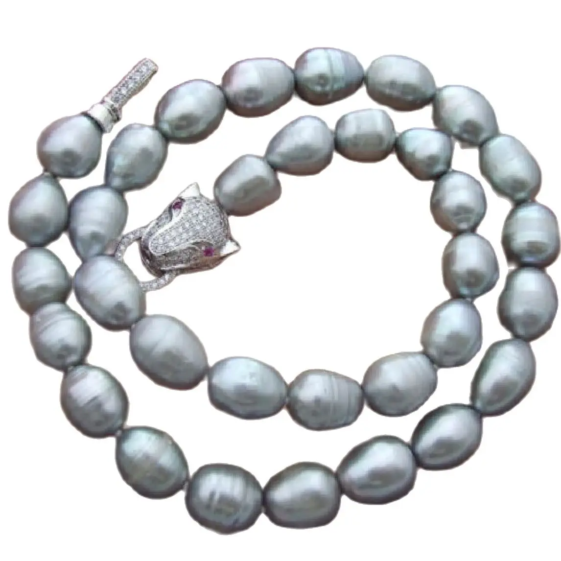 

STUNNING 11-12MM SOUTH SEA SILVER GREY PEARL NECKLACE 18 INCH
