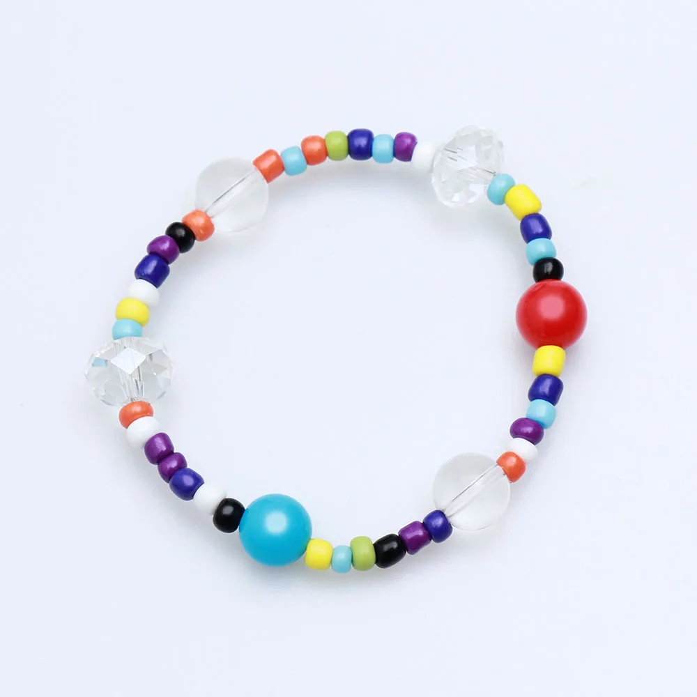 JUNGKOOK Multicolor Beaded Bracelet Metal Link Chain Kpop