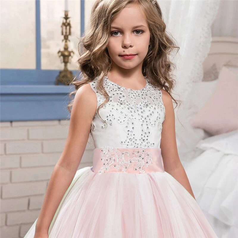 Formal Girl Princess Dress Long Dress Girl Party Gown Backless Kids Girls Prom Party New Year Children Clothing for 6-14T
