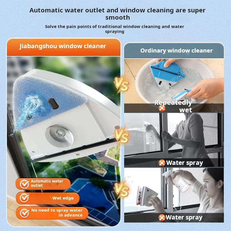 Double-sided Magnetic Glass Window Cleaner,Special Anti Fall Strong Magnet, Automatic Water Outlet for Home Window Clean, 3-35mm