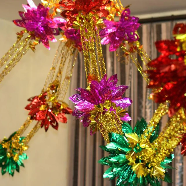 2pcs Christmas Foil Ceiling Garland Hanging Xmas Wedding Room ...