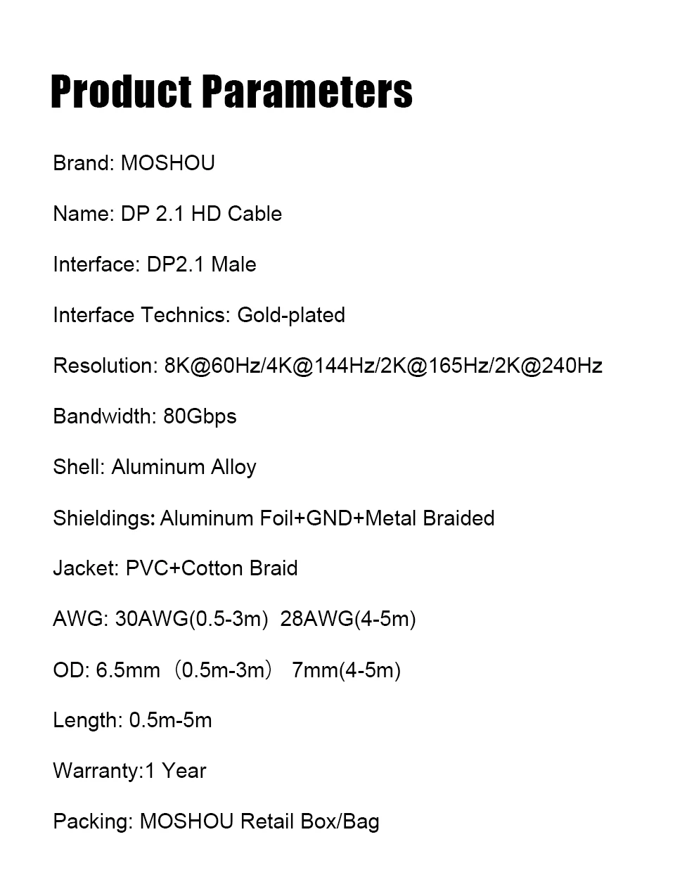Jogos, Cabo DisplayPort 2.1, DP 80Gbps, 16K