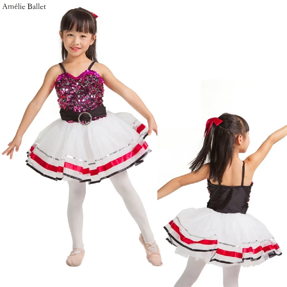 

15014 Rose Red Sequin Top Bodice Child Performance Dance Costumes Jazz & Tap Ballet Performance Tutu Ballerina Dance Costume