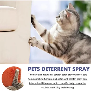 Cat Scratch Deterrent Spray Natural Scratching Training Aid Spray No Stimulation Orange Fragrance Sofa Furniture Protectors 6