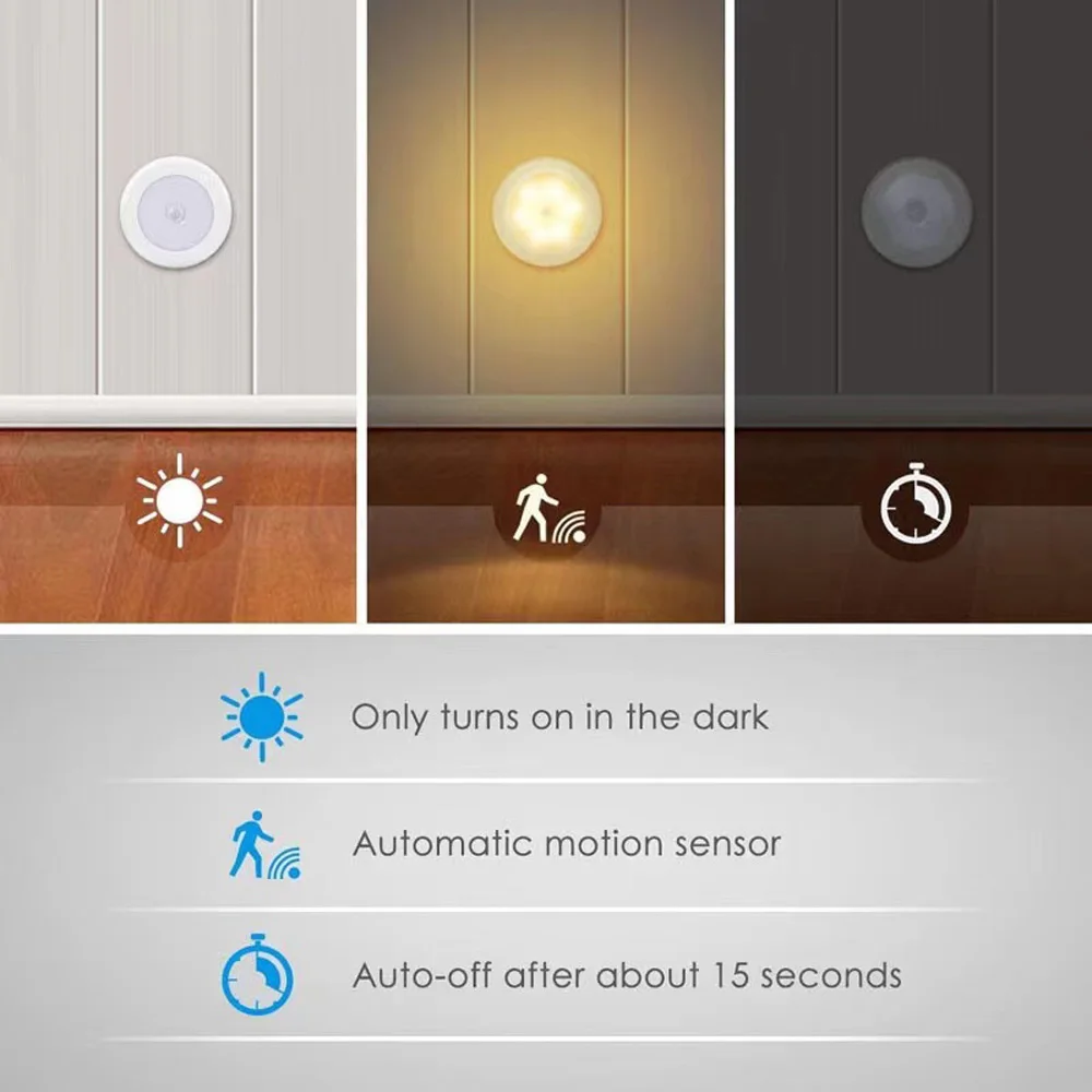 With magnetic LED body sensing switch nightlight bedroom room stairs kitchen cabinet light battery version