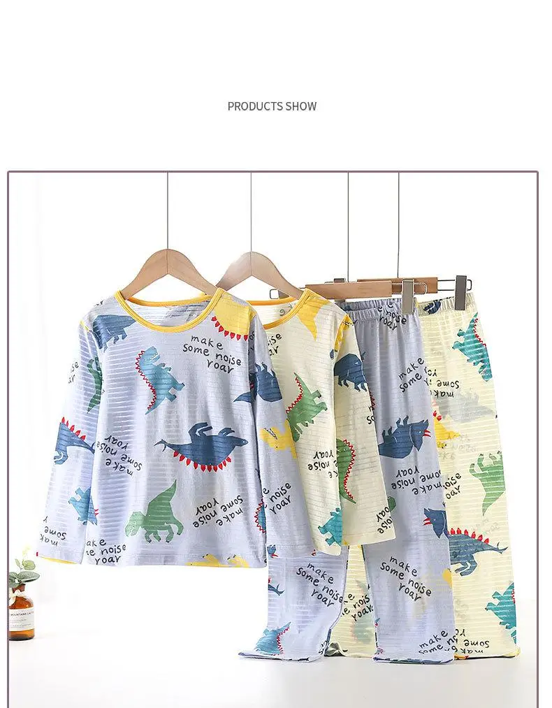 Kids Boys' Pajamas Set Summer Homewear Clothes Cotton Long Sleeved Baby Boy Night Wear Sets 2-13Y Cartoon Children's Pajamas Set Sleepwear & Robes comfortable