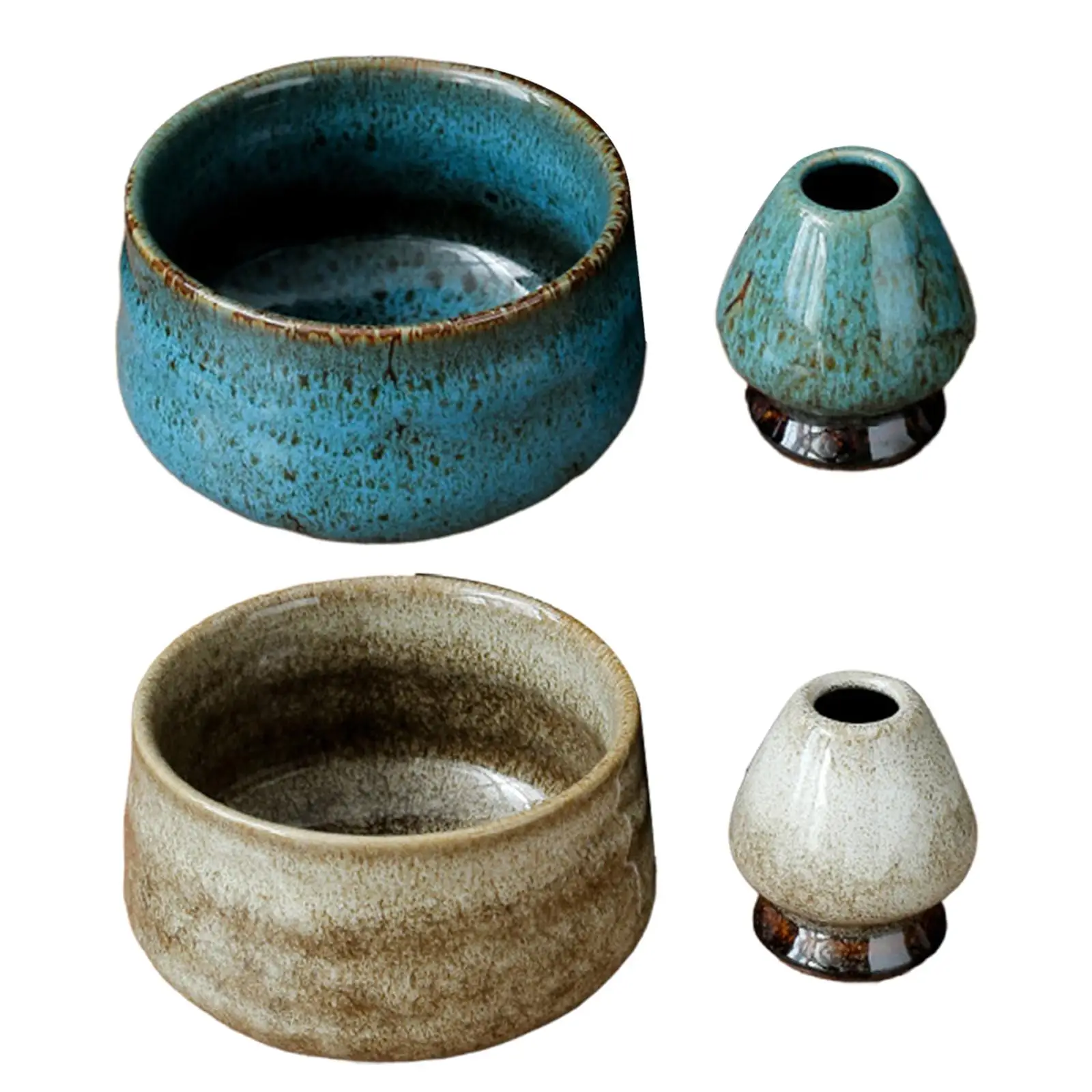 Matcha Bowls Ceramic Matcha Bowls with Whisk Holder Japanese Matcha Bowl Ceramic Bowl for Home Office Bedroom Dining Room Holiday