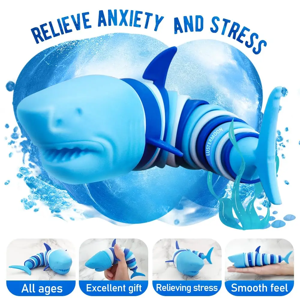 New and unique stress relieving toy snot caterpillar+shark 2pcs stress relieving toy twist music venting tool 5