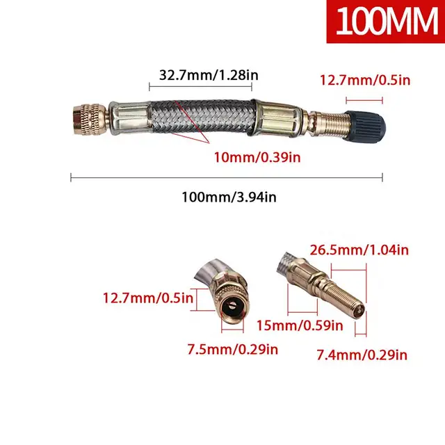 Estensione Valvola Pneumatici - 2 Pezzi In Gomma E Rame, 180mm, Ideale Per Camion, Camper E Auto Difficili Da Raggiungere - Foto 4