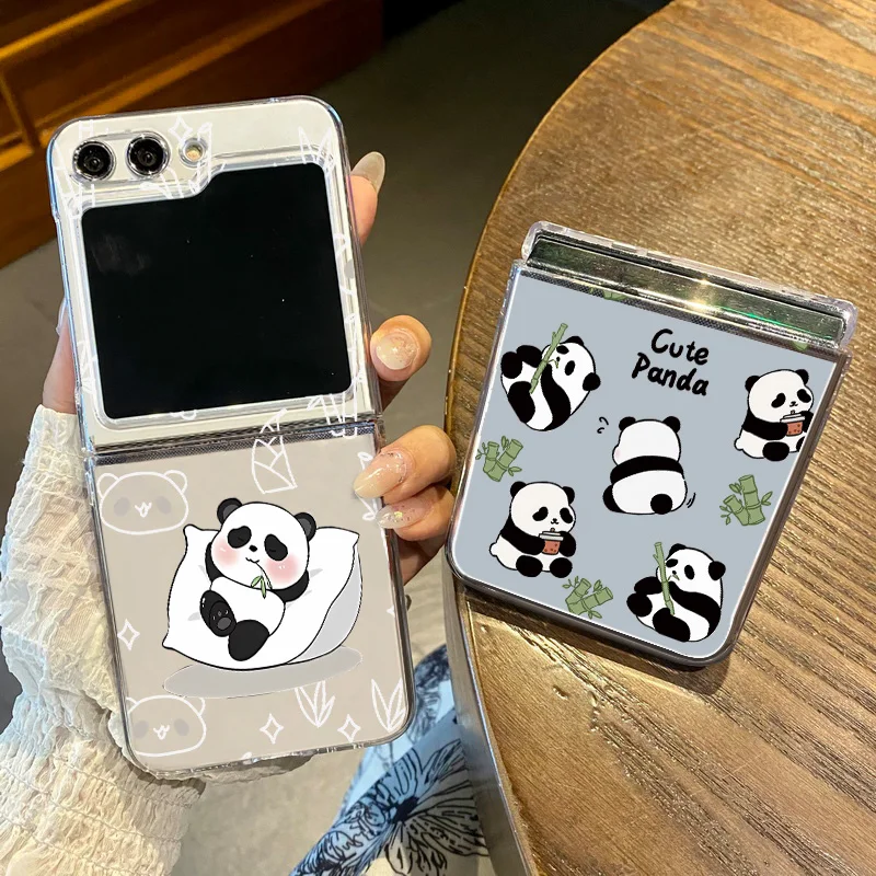 Creative Panda Folding Clear Hard Phone Case Cover