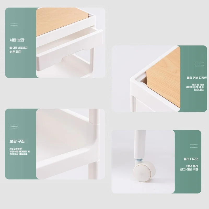 Japanese Style 3-Tier Rolling Cart Kitchen Storage Rack Living Room Organizer Movable Multi-Layer Bathroom Drawer Trolley table Storage Rack Rolling Storage Cart