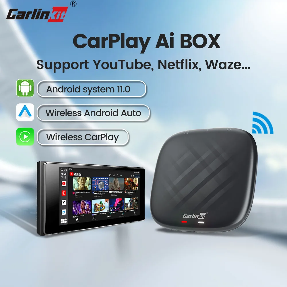 

Android 11 CarlinKit CarPlay Ai Box Android Auto Wireless CarPlay Smart TV Adapter Streaming AI Box Video Playback Qualcomm 2290