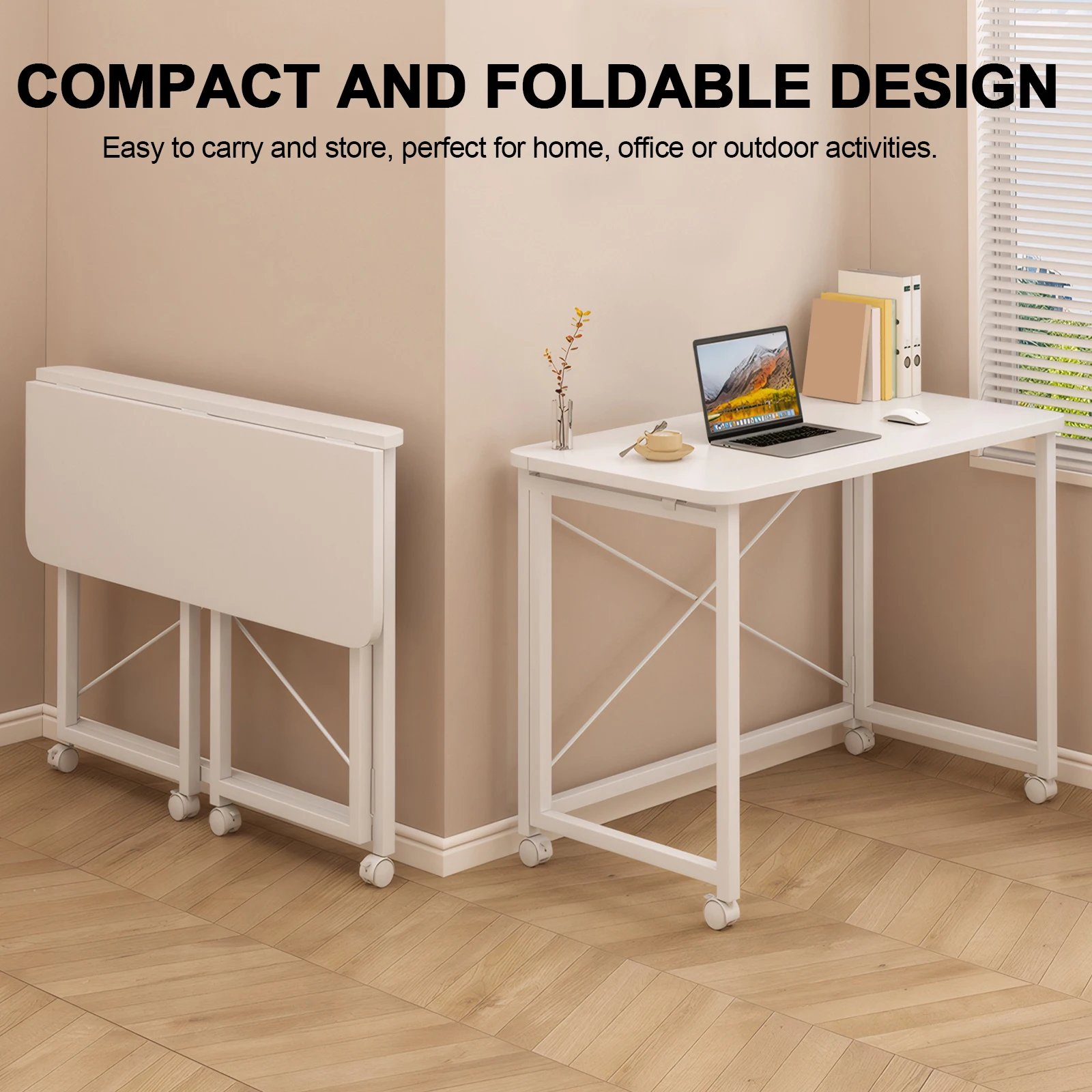 60x40 Small Pulley Table Space Saving Movable Rectangular Table Wear Resist Standing Study Table for Home Office Computer Desk