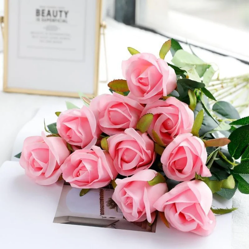 

Fake/Artificial Flower Living Room Silk Flower Rose Bouquet Home Table Flower Decoration Flower Decoration Ornaments