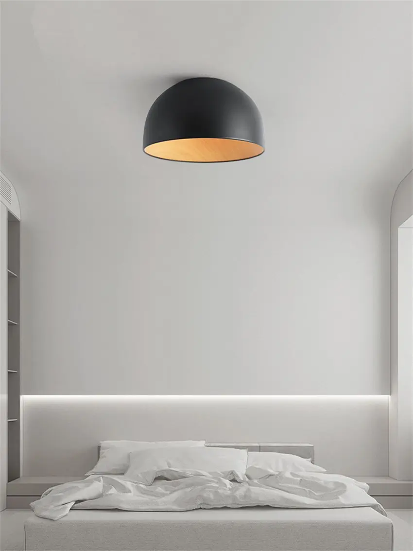 

Metal iron wood grain ceiling lights bedroom light modern Italian living room lamp study LED Dimming ceiling lamps lighting