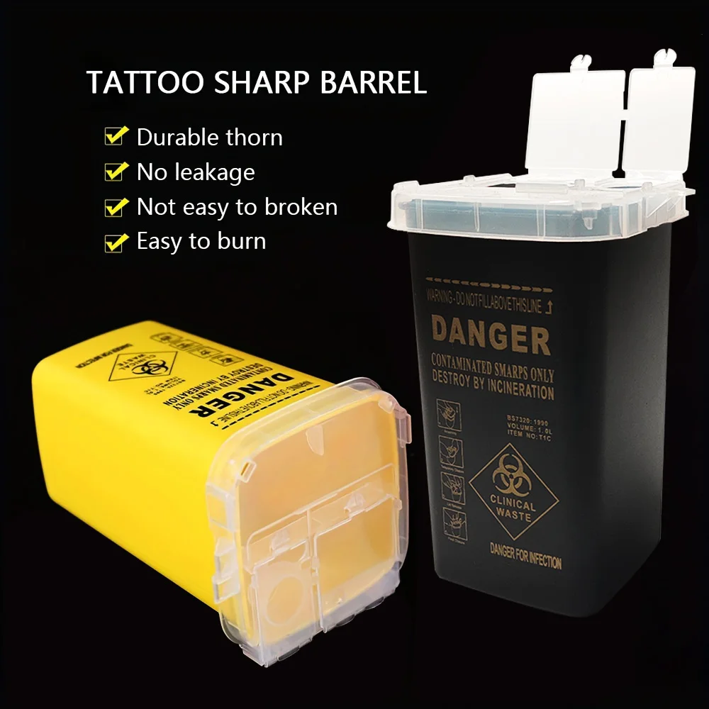 Tattoo Waste Box 1L plastic medical supplies container disposable needle tips recycling buckets collection accessories