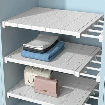Organizer per scaffale regolabile senza trapano - Partizione portaoggetti in metallo e plastica per cucina o armadio - Organizzatore telescopico versatile 1
