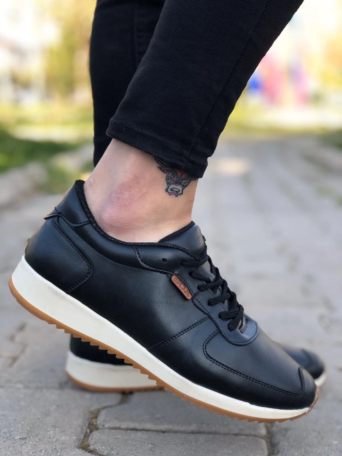 BOA zapatillas de BA0002 para hombre, calzado deportivo informal con cordones, Suela blanca y negra, primavera y otoño, | - AliExpress