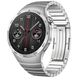 Sleek Metal Link Bracelet Strap - Premium Replacement Watchband Accessories - HUAWEI GT 4 46MM (Silver Titanium)
