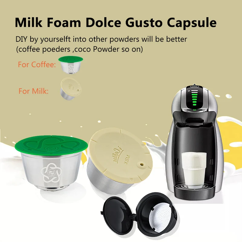 Capsule Riutilizzabili In Schiuma Di Caffè E Latte Per Nescafe Dolce Gusto Filtro Per Caffè Ricaricabile Latte Maker Plastica Per Uso Alimentare